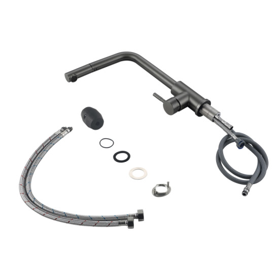 Кухонный смеситель с выдвижным изливом Lidz Aria 015FL1 (k35) LDARI015FL1GRP49561 Graphite
