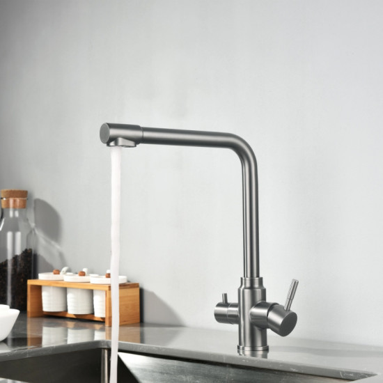 Кухонный смеситель с подключением к фильтру Lidz Aria 020F1 (k35) LDARI020F1GRP49563 Graphite