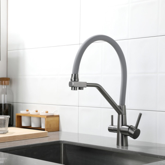 Кухонный смеситель с подключением к фильтру Lidz Aria 020F3 (k35) LDARI020F3GGRP49569 Graphite/Grey