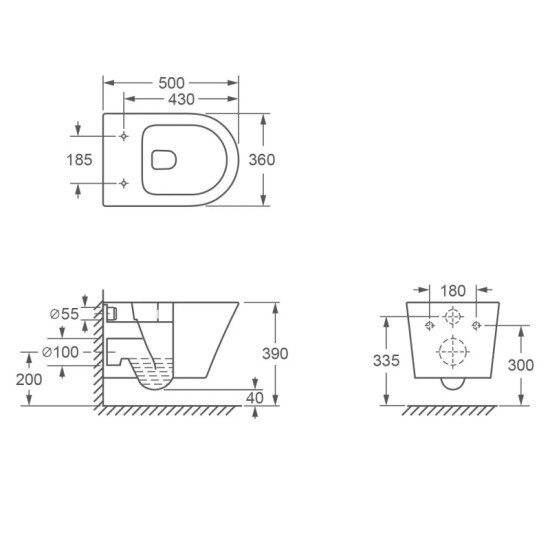 Унитаз подвесной GRACE Rem WH8001B