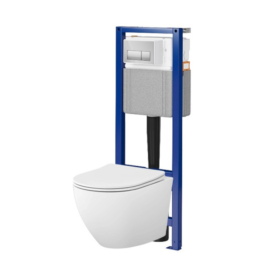 Инсталляция с унитазом Cersanit System 4 мех + Desse Tornado дюропласт soft close, клавиша Presto II хром глянец (S4005-003) C676