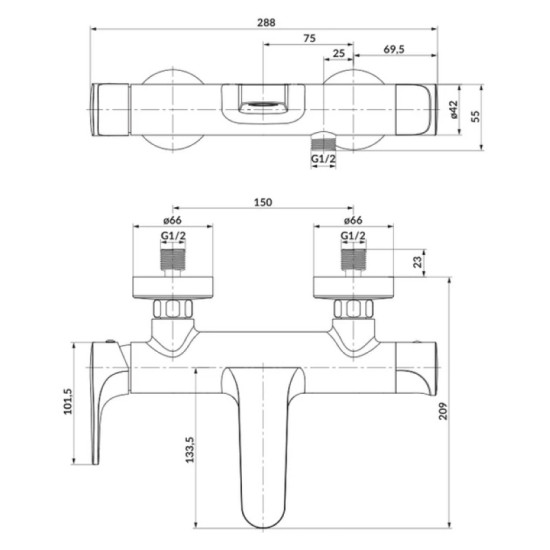 Змішувач для ванни Cersanit Inverto S951-312