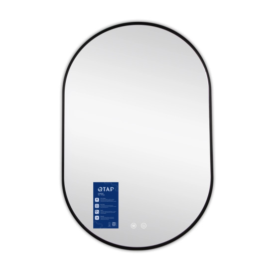 Дзеркало Qtap Scorpio (SC1) з LED-підсвічуванням Touch, з антизапотіванням, з димером, рег. темп. кольори (3000-6500K) Black QTSC600900