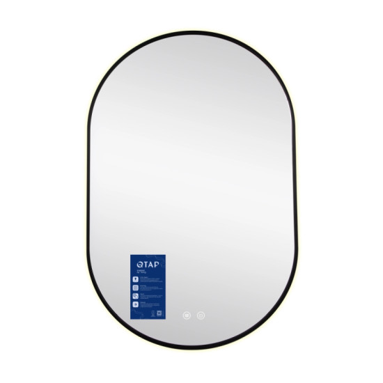 Дзеркало Qtap Scorpio (SC1) з LED-підсвічуванням Touch, з антизапотіванням, з димером, рег. темп. кольори (3000-6500K) Black QTSC600900