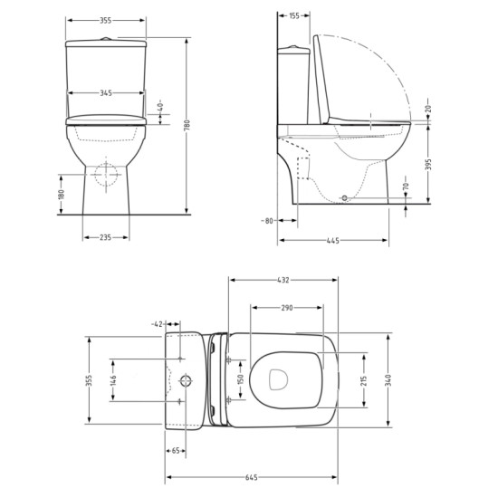 Унітаз-компакт Qtap Presto Quadro безободковий з сидінням Soft-close QTPRE27W51021