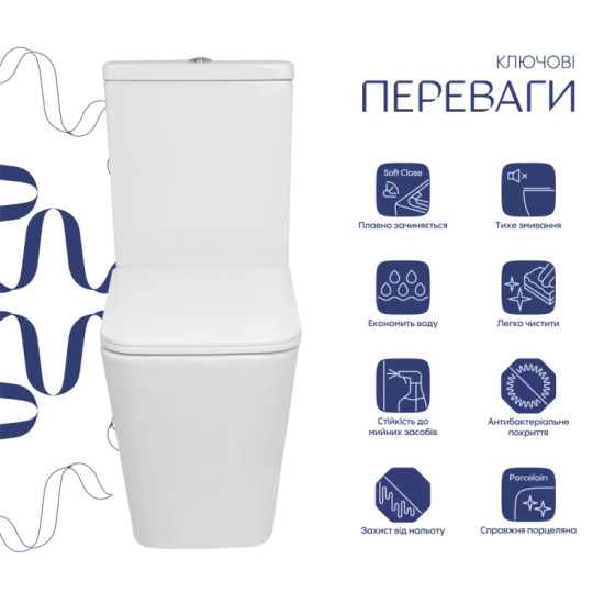Унітаз-компакт Qtap Crow Eco Ultra Quiet безободковий з сидінням Soft-close QTCRO27W51030