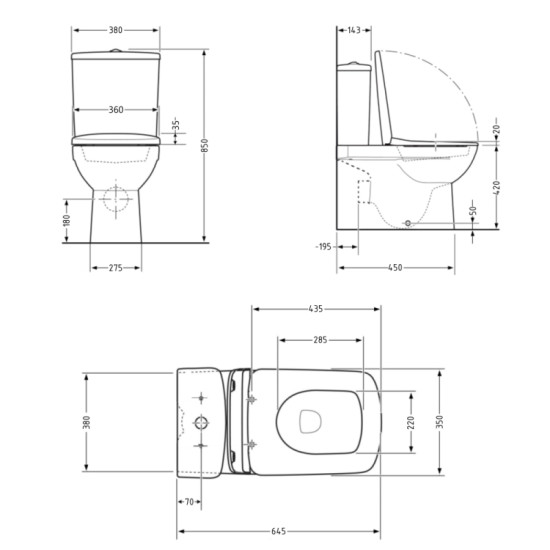 Унітаз-компакт Qtap Crow Ultra Quiet безободковий з сидінням Soft-close QTCRO27W51028