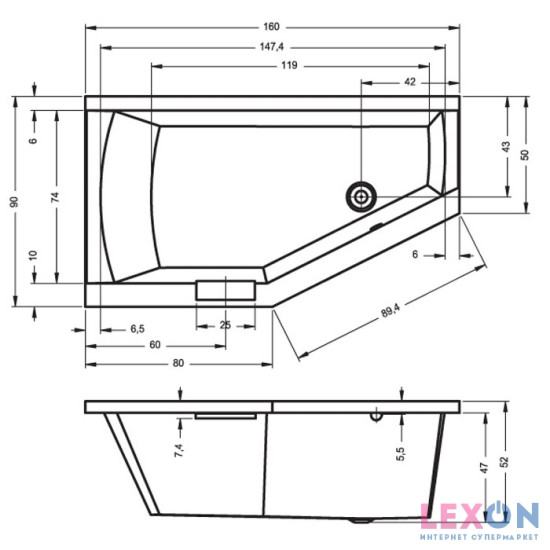 Riho Geta 160x90 L (BA8700500000000)