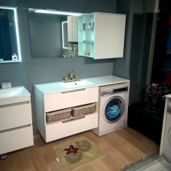 Комплект мебели для ванной Fancy Marble (Буль-Буль) Тумба с раковиной Vivara 1500 L + Зеркальный шкаф Vivara 1500 L