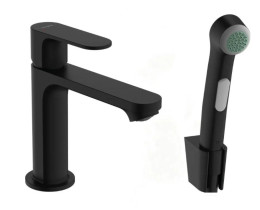 Змішувач для раковини з гігієнічним душем Hansgrohe Rebris s 72215670 чорний матовий