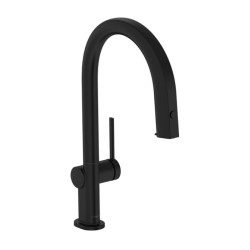 Кухонний змішувач з висувним виливом Hansgrohe Aqittura M91 FilterSystem 210 1jet чорний (76826670)