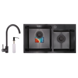 Кухонна мийка Mixxus SET-7843D-220x1.0-PVD (мийка+змішувач+диспенсер) (MX0585)