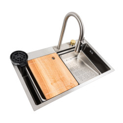 Кухонна мийка Platinum Handmade PVD 75х45B Сатин "Водоспад"