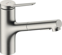 Кухонний змішувач з висувним виливом Hansgrohe Zesis M33 150 2jet Stainless (74800800)