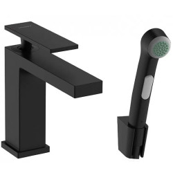 Змішувач для раковини із гігієнічним душем Hansgrohe Tecturis E 110 чорний матовий (73210670)