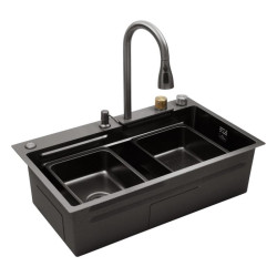 Кухонная мойка Kroner KRP Schwarze-SET7545HM PVD (3/0/0.8 мм) (CV033382)