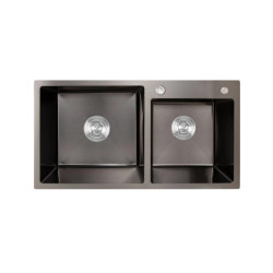 Кухонна мийка Lidz Handmade H7843 (LDH7843BPVD45586) Brushed Black PVD 3,0/1,0 мм