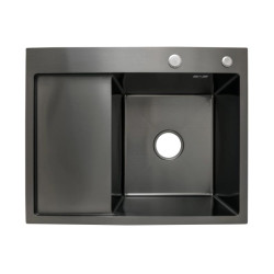 Кухонна мийка Lidz Handmade H6350BL крило зліва (LDH6350BRUL45589) Brushed Black PVD 3,0/1,0 мм