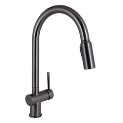 Кухонный смеситель с выдвижным изливом Qtap Rozcesti с подключением для питьевой воды QTROZ366GMB45939 Black