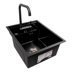 Кухонна мийка Platinum Handmade CM 40x50 PVD чорна (змішувач у комплекті)