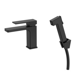 Змішувач для раковини з гігієнічним душем Qtap Gemini QTGEM272BLM45690 Black Matt