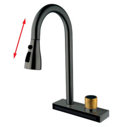 Кухонный смеситель с выдвижным изливом Mixxus FOL-014 Graphite "водопад" (MI6342)