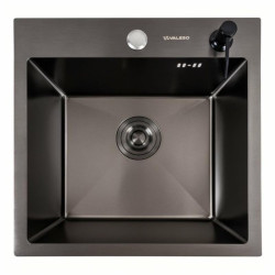 Кухонна мийка Valeso Handmade 45x45 PVD чорна (сифон круглий 3,0/0,8)