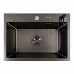 Кухонная мойка Valeso Handmade 58x43 PVD черная (круглый сифон, 3,0/0,8)
