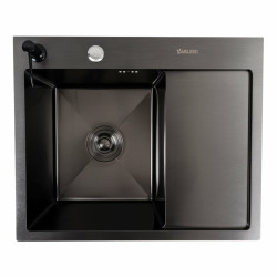Кухонна мийка Valeso Handmade CM 58x48 L PVD чорна (круглий сифон 3,0/0,8)