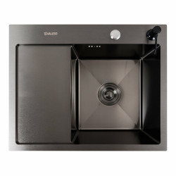 Кухонна мийка Valeso Handmade CM 58x48 R PVD чорна (круглий сифон 3,0/0,8)