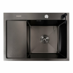 Кухонна мийка Valeso Handmade CM 65x50 R PVD чорна (круглий сифон 3,0/0,8)