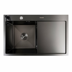 Кухонна мийка Valeso Handmade CM 78x50 L PVD чорна (круглий сифон 3,0/0,8)