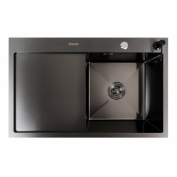 Кухонна мийка Valeso Handmade CM 78x50 R PVD чорна (круглий сифон 3,0/0,8)