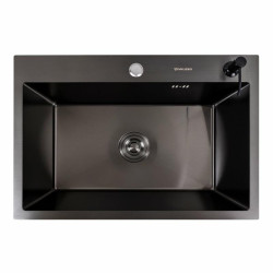 Кухонная мойка Valeso Handmade PVD 65х45 черная (круглый сифон, 3,0/0,8)