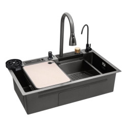 Кухонная мойка Kroner KRP Schwarze - SET7545NB PVD (3.0/0.8 мм)