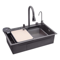 Кухонная мойка Kroner KRP Schwarze - SET7545NG PVD (3.0/0.8 мм)