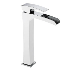 Смеситель для раковины Koer KB-15007-04 высокий водопад (хром+белый) (KR5156)