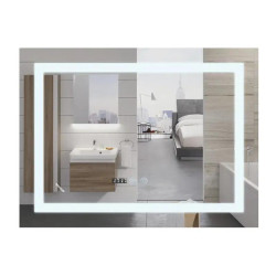 Дзеркало Mixxus WARM MR02-100x80 с LED Touch, Anti-fog, димером, регулюванням яскравості, годинником (MI6935)