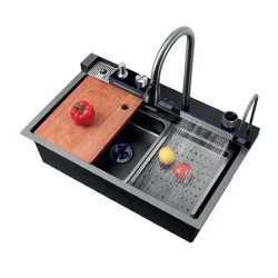 Кухонна мийка Zerix ZH7546-SET-02 DECOR NANO-BLACK (ZM5576)