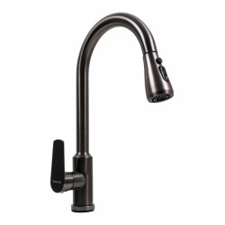 Кухонний змішувач з висувним виливом Valeso TH38 PVD чорний з висувною лійкою