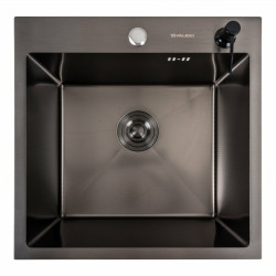 Кухонная мойка Valeso Handmade 50x50 PVD черная DECOR (сифон круглый 3,0/0,8)