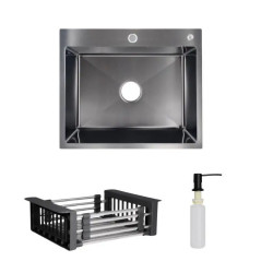 Кухонна мийка Lidz Handmade H6050B BlackPVD + Lidz K01B