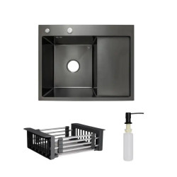 Кухонна мийка Lidz Handmade H6350BR BlackPVD + Lidz K01B