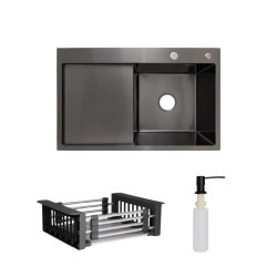 Кухонна мийка Lidz Handmade H7849BL BlackPVD + Lidz K01B