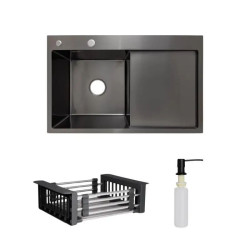 Кухонна мийка Lidz Handmade H7849BR BlackPVD + Lidz K01B