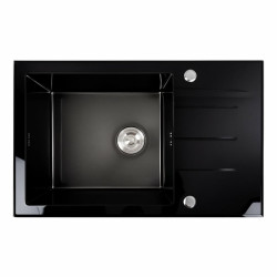 Кухонная мойка Valeso Handmade CM 78x50 PVD черная BLACK GLASS