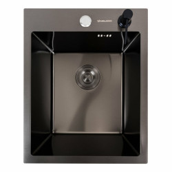 Кухонна мийка Valeso PVD чорна 40x50 (сифон крулій 3,0/0,8)