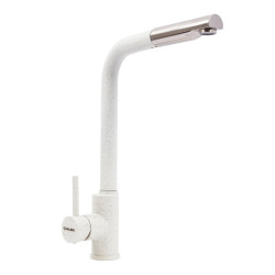 Кухонний змішувач з висувним виливом Valeso Q411B Білий у крапку