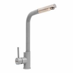 Кухонний змішувач з висувним виливом Valeso Q411B Сірий металік
