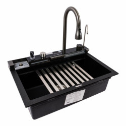 Кухонная мойка Valeso 6846 Irena матовая (черный металлик)